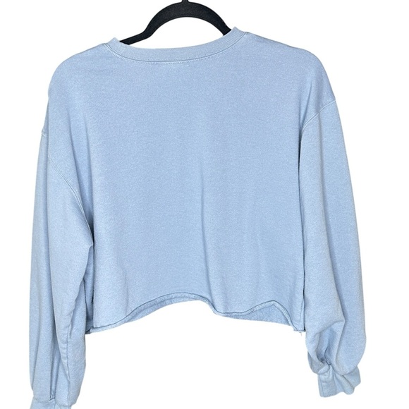 Dodge Charger Women's sz XL Blue Cropped Distressed Sweatshirt Retro 70s - Picture 2 of 9